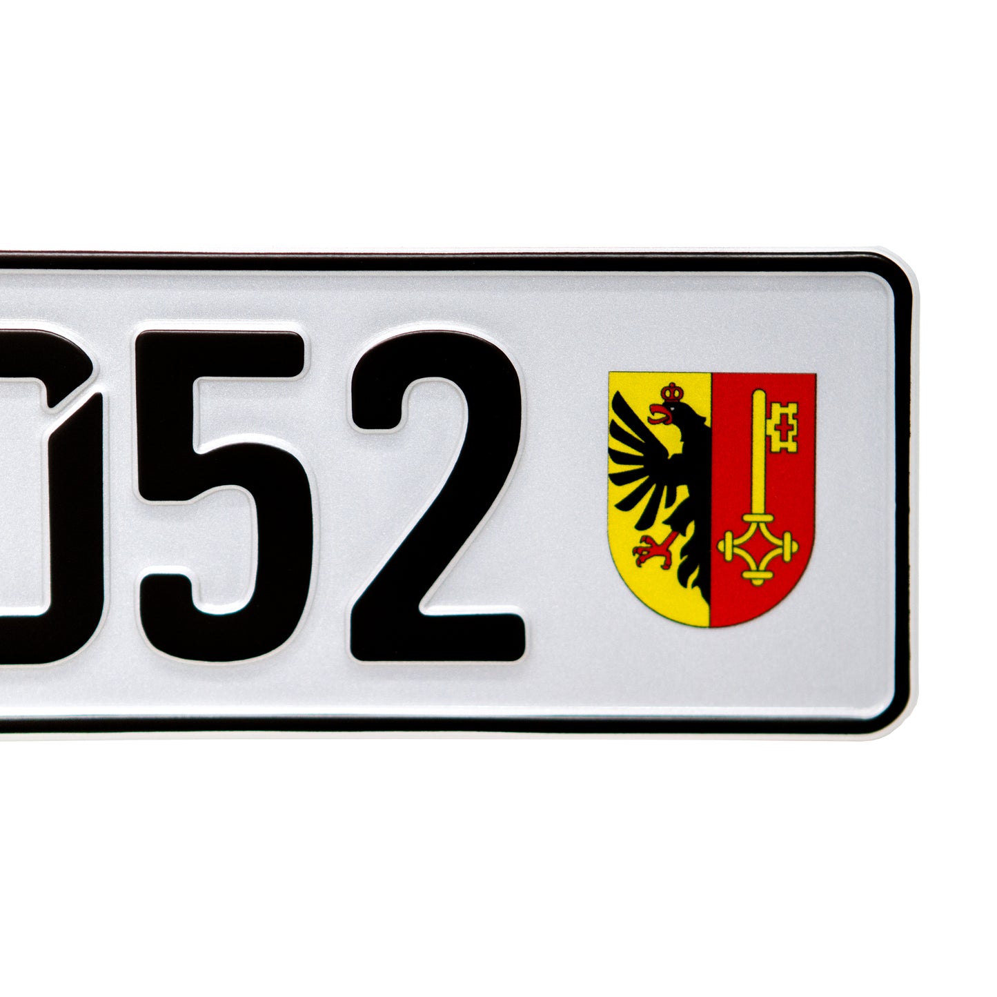 Close up of Swiss license plate