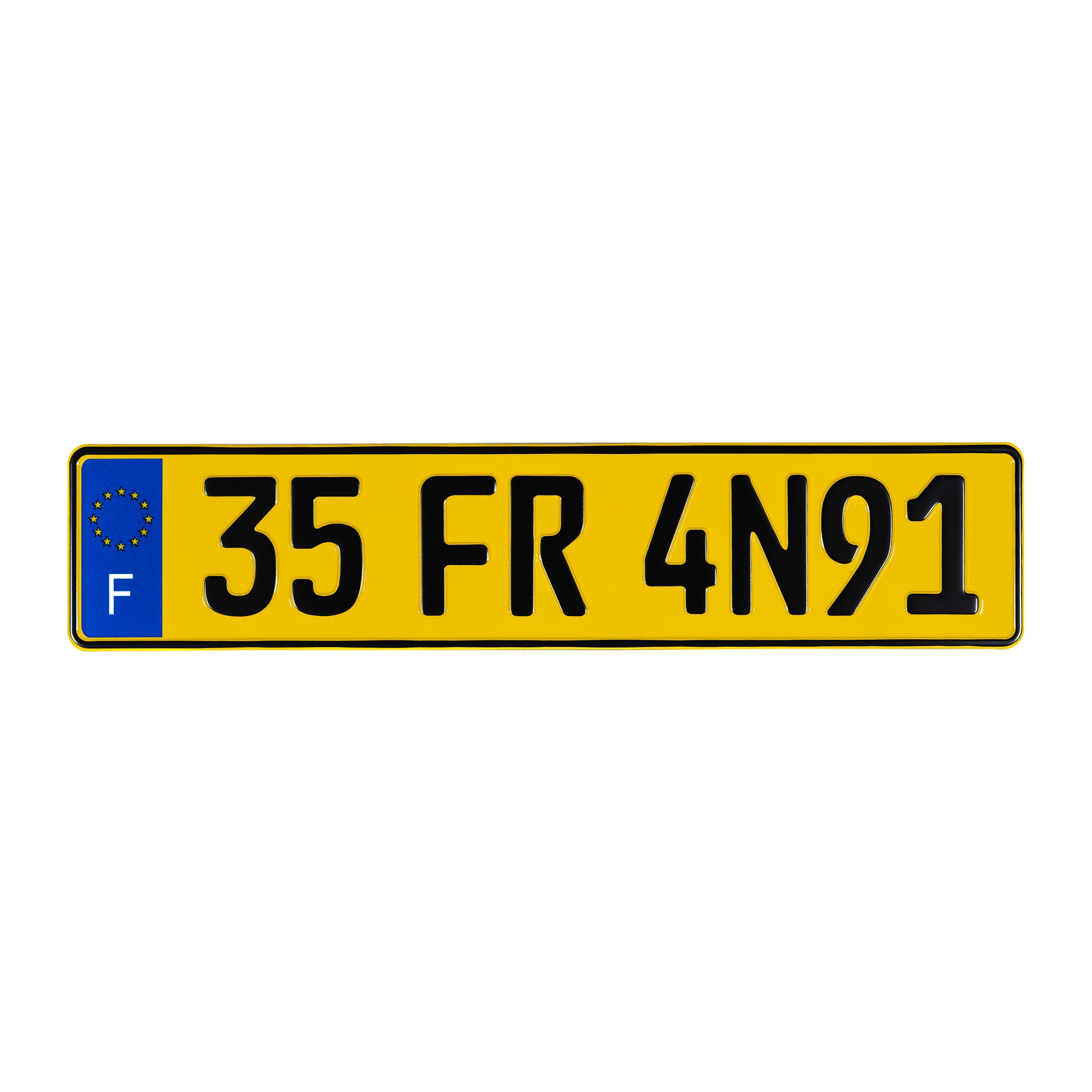 FRANCE LICENSE PLATE YELLOW WITH BLACK TEXT