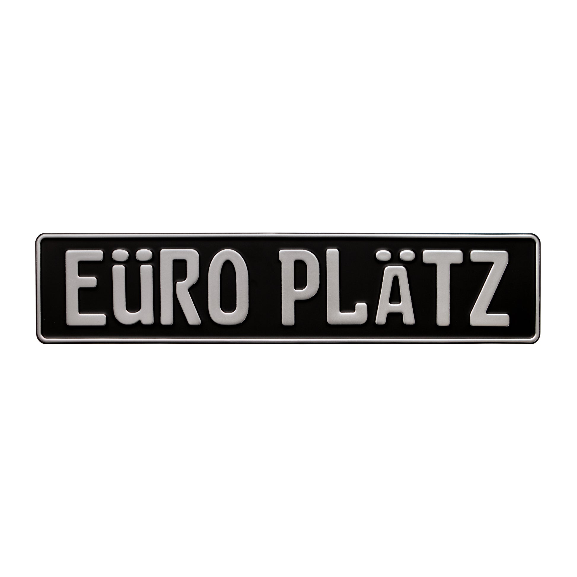 Silver on Matte Black European License Plate