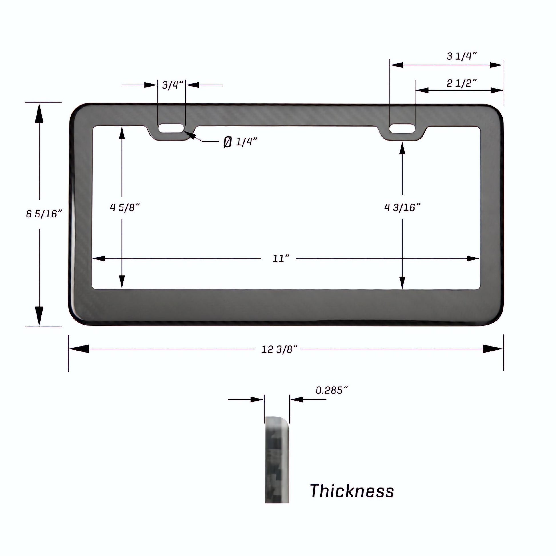 US license plate frame dimensions