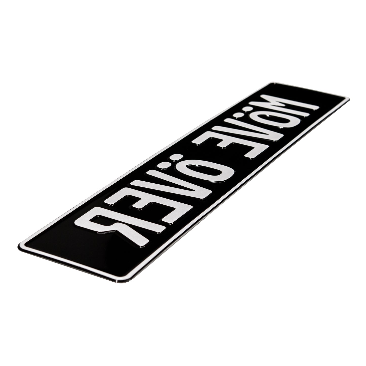 white on gloss black european license plate isometric 