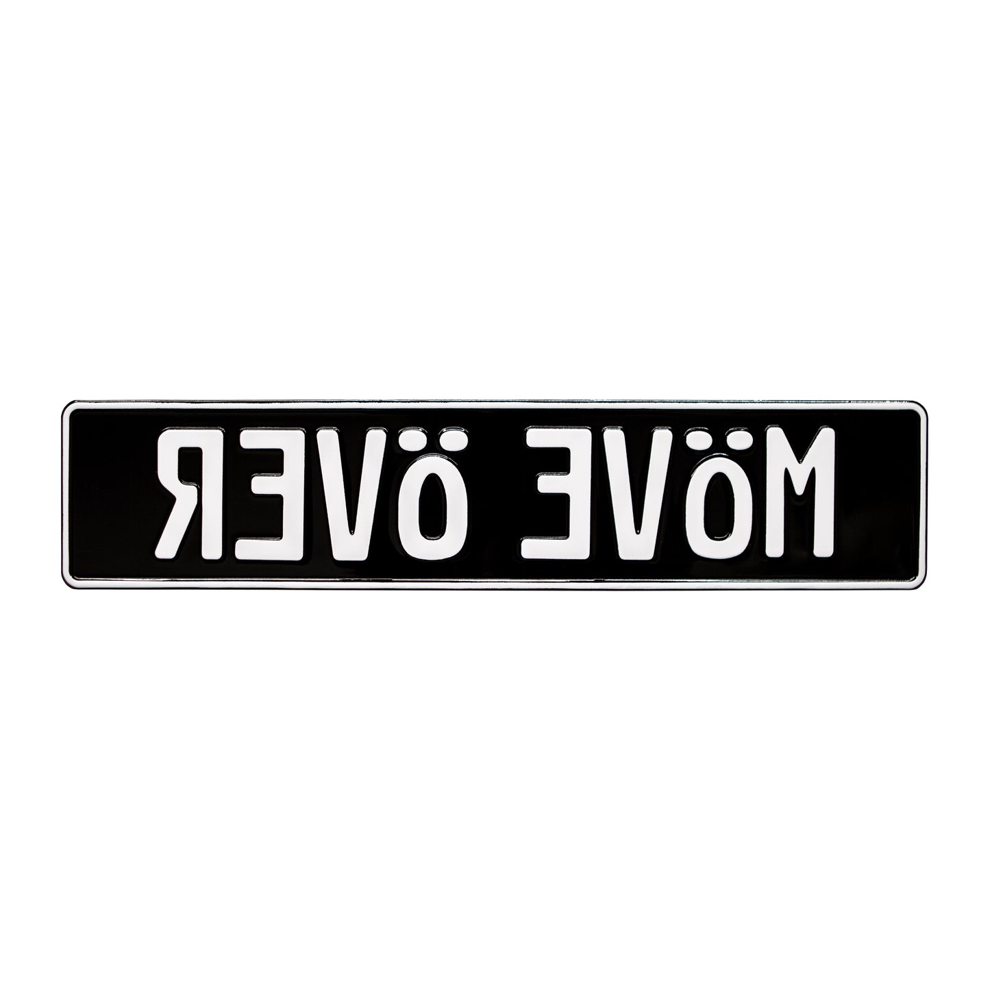 White on Gloss Black European License Plate